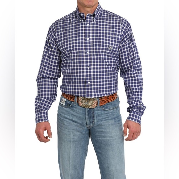 Cinch Men’s Purple Checkered Long Sleeve Western Button Up Shirt XL - Picture 1 of 3